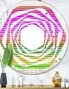 Horizontal Retro Geometrical Pattern II - Modern Round or Oval Wall Mirror - Whirl