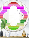 Horizontal Retro Geometrical Pattern II - Modern Round or Oval Wall Mirror - Quatrefoil