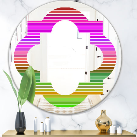 Horizontal Retro Geometrical Pattern II - Modern Round or Oval Wall Mirror - Quatrefoil