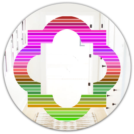 Horizontal Retro Geometrical Pattern II - Modern Round or Oval Wall Mirror - Quatrefoil