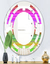 Horizontal Retro Geometrical Pattern II - Modern Round or Oval Wall Mirror - Space