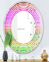 Horizontal Retro Geometrical Pattern II - Modern Round or Oval Wall Mirror - Wave