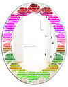 Horizontal Retro Geometrical Pattern II - Modern Round or Oval Wall Mirror - Leaves