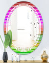 Horizontal Retro Geometrical Pattern II - Modern Round or Oval Wall Mirror - Triple C