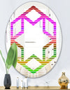 Horizontal Retro Geometrical Pattern II - Modern Round or Oval Wall Mirror - Hexagon Star