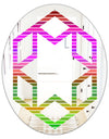 Horizontal Retro Geometrical Pattern II - Modern Round or Oval Wall Mirror - Hexagon Star