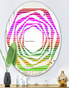Horizontal Retro Geometrical Pattern II - Modern Round or Oval Wall Mirror - Whirl