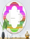 Horizontal Retro Geometrical Pattern II - Modern Round or Oval Wall Mirror - Quatrefoil