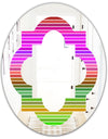 Horizontal Retro Geometrical Pattern II - Modern Round or Oval Wall Mirror - Quatrefoil