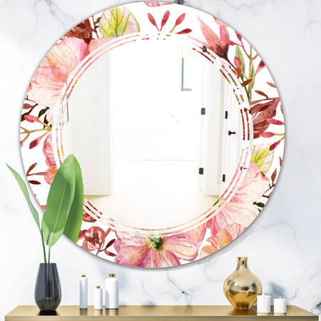 Floral Botanical Retro II - Cottage Round or Oval Wall Mirror - Triple C