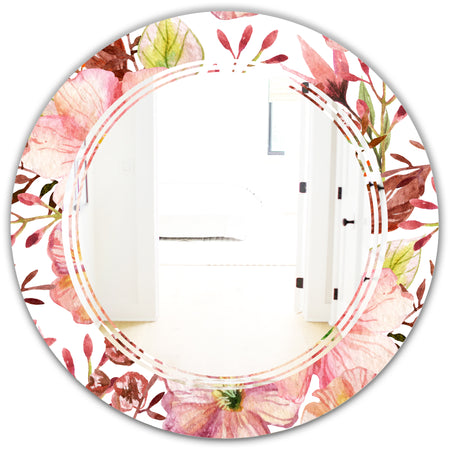 Floral Botanical Retro II - Cottage Round or Oval Wall Mirror - Triple C