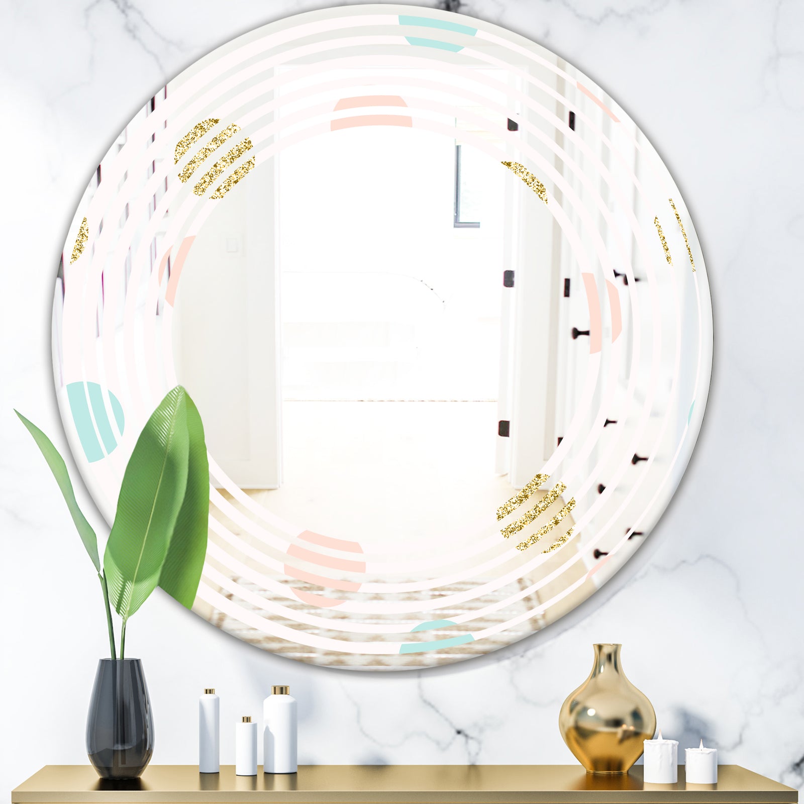 Gold Chic Design III - Modern Round or Oval Wall Mirror - Wave
