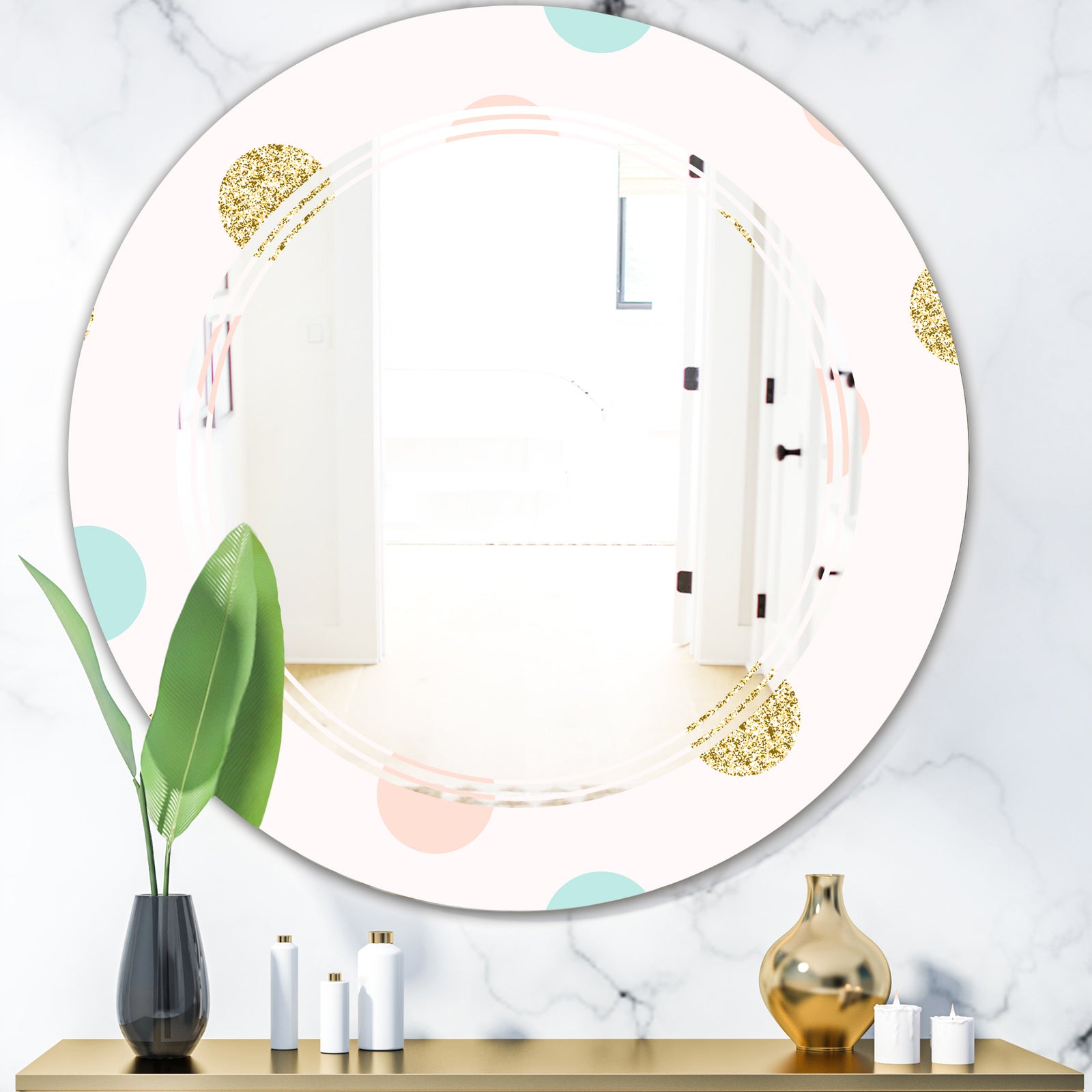 Gold Chic Design III - Modern Round or Oval Wall Mirror - Triple C