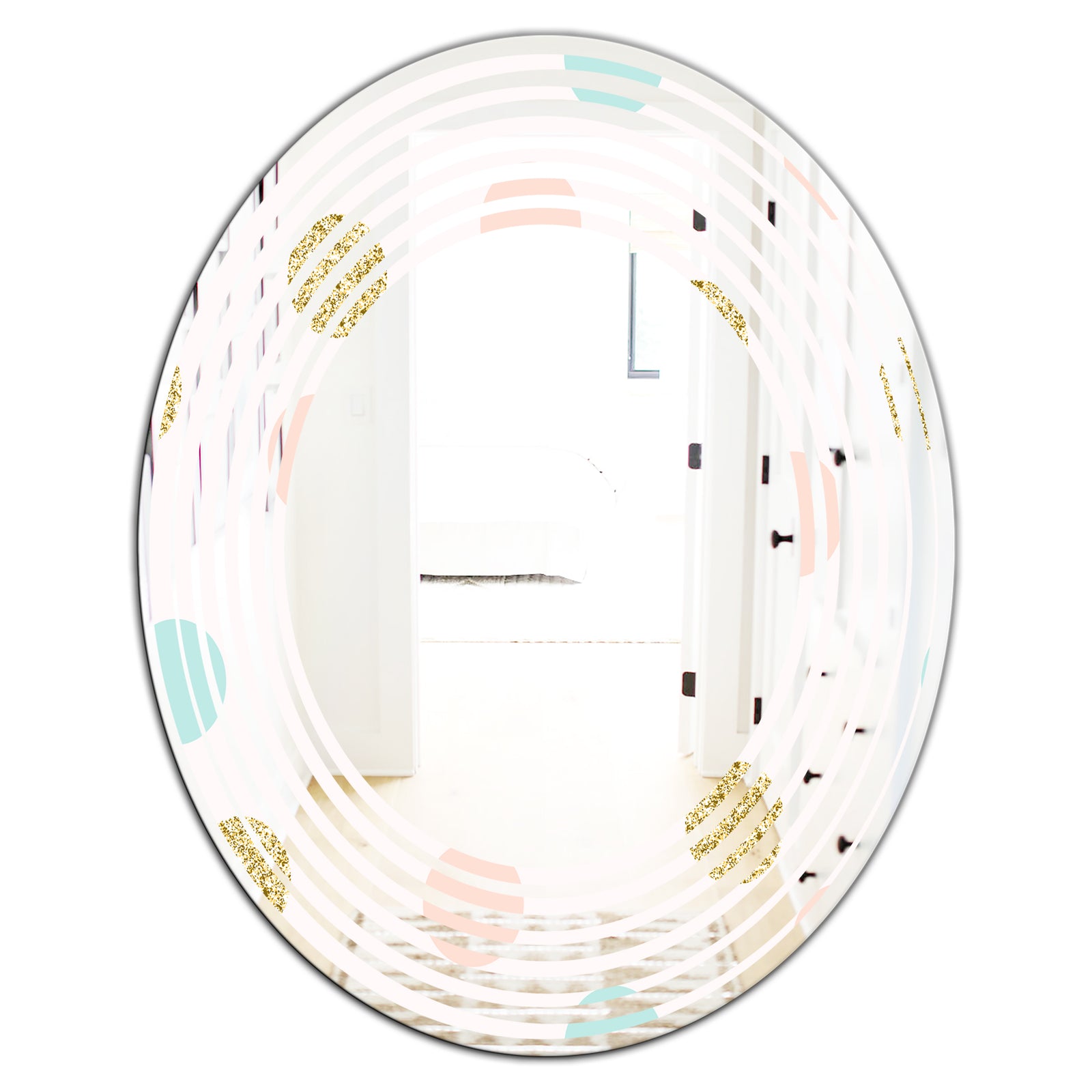 Gold Chic Design III - Modern Round or Oval Wall Mirror - Wave