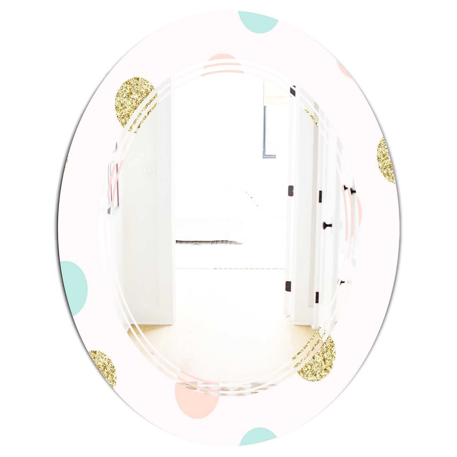Gold Chic Design III - Modern Round or Oval Wall Mirror - Triple C