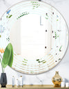 Retro Floral Pattern IX - Modern Round or Oval Wall Mirror - Wave