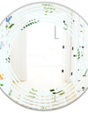 Retro Floral Pattern IX - Modern Round or Oval Wall Mirror - Wave