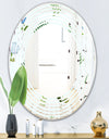 Retro Floral Pattern IX - Modern Round or Oval Wall Mirror - Wave