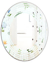 Retro Floral Pattern IX - Modern Round or Oval Wall Mirror - Wave