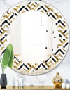 Gold black and white triangle - Modern Round or Oval Wall Mirror - Leaves
