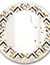 Gold black and white triangle - Modern Round or Oval Wall Mirror - Leaves