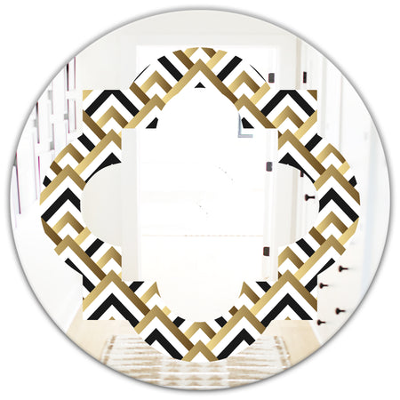 Gold black and white triangle - Modern Round or Oval Wall Mirror - Quatrefoil