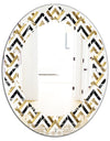 Gold black and white triangle - Modern Round or Oval Wall Mirror - Leaves