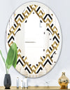 Gold black and white triangle - Modern Round or Oval Wall Mirror - Quatrefoil