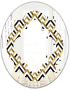 Gold black and white triangle - Modern Round or Oval Wall Mirror - Quatrefoil