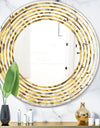 Golden Plaid pattern - Modern Round or Oval Wall Mirror - Wave