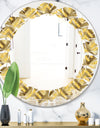 Golden Plaid pattern - Modern Round or Oval Wall Mirror - Leaves