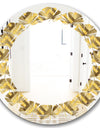 Golden Plaid pattern - Modern Round or Oval Wall Mirror - Leaves