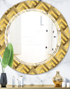 Golden Plaid pattern - Modern Round or Oval Wall Mirror - Triple C