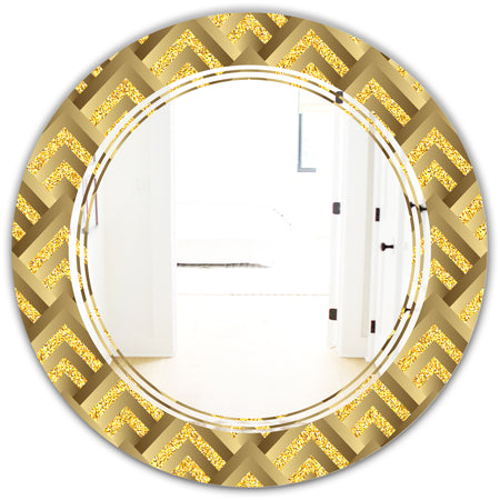 Golden Plaid pattern - Modern Round or Oval Wall Mirror - Triple C