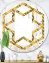 Golden Plaid pattern - Modern Round or Oval Wall Mirror - Hexagon Star