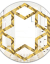 Golden Plaid pattern - Modern Round or Oval Wall Mirror - Hexagon Star