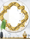 Golden Plaid pattern - Modern Round or Oval Wall Mirror - Quatrefoil