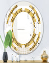 Golden Plaid pattern - Modern Round or Oval Wall Mirror - Space