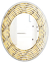 Golden Plaid pattern - Modern Round or Oval Wall Mirror - Wave
