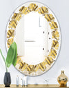 Golden Plaid pattern - Modern Round or Oval Wall Mirror - Leaves