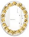 Golden Plaid pattern - Modern Round or Oval Wall Mirror - Leaves