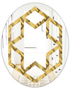 Golden Plaid pattern - Modern Round or Oval Wall Mirror - Hexagon Star
