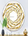 Golden Plaid pattern - Modern Round or Oval Wall Mirror - Whirl