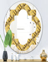 Golden Plaid pattern - Modern Round or Oval Wall Mirror - Quatrefoil