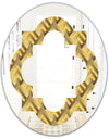 Golden Plaid pattern - Modern Round or Oval Wall Mirror - Quatrefoil