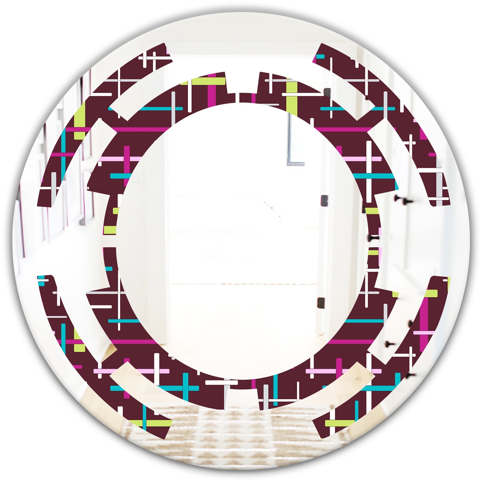 Retro Abstract Design XVII - Modern Round or Oval Wall Mirror - Space