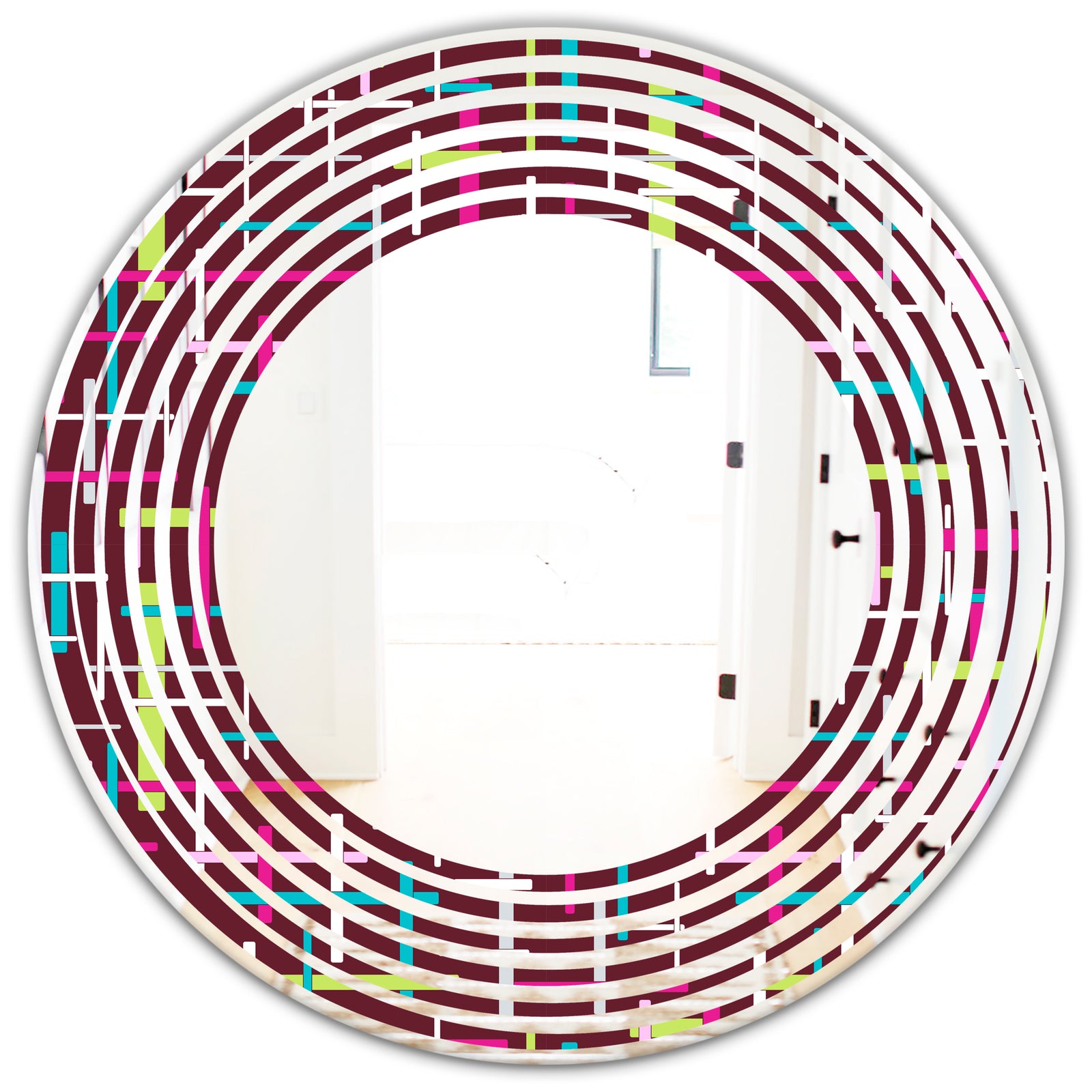 Retro Abstract Design XVII - Modern Round or Oval Wall Mirror - Wave