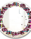 Retro Abstract Design XVII - Modern Round or Oval Wall Mirror - Leaves