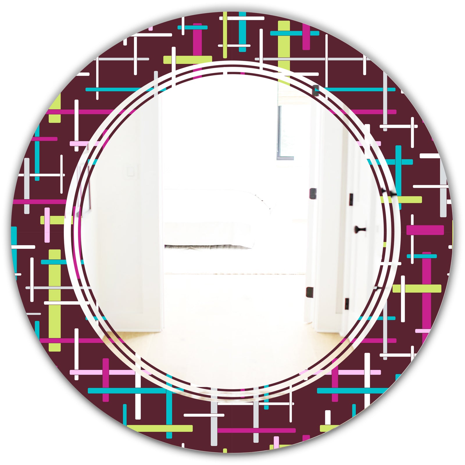 Retro Abstract Design XVII - Modern Round or Oval Wall Mirror - Triple C