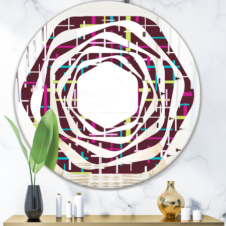 Retro Abstract Design XVII - Modern Round or Oval Wall Mirror - Whirl